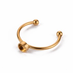 1 τεμ, 4 χλστ καστόνι, 304 Ανοξείδωτο Ατσάλι, Ρυθμιζόμενο Δαχτυλίδι με Καστόνι, Χρυσό