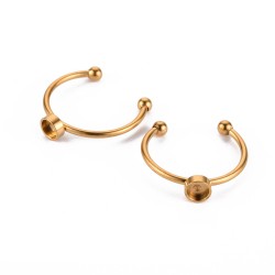 1 τεμ, 4 χλστ καστόνι, 304 Ανοξείδωτο Ατσάλι, Ρυθμιζόμενο Δαχτυλίδι με Καστόνι, Χρυσό