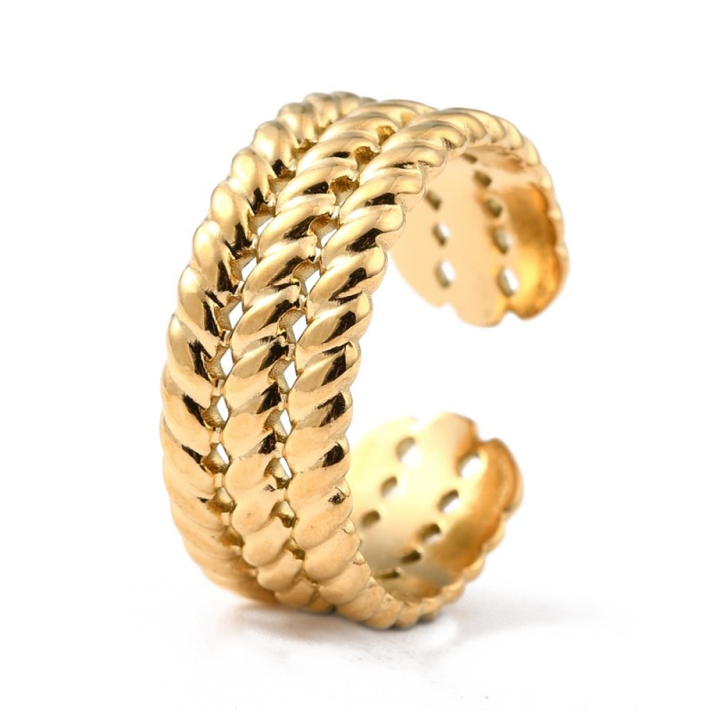 1 τεμ, 8 χλστ πλάτος, 304 Ανοξείδωτο Ατσάλι, Ρυθμιζόμενο Δαχτυλίδι με Σχέδιο, Χρυσό