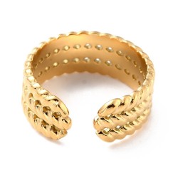 1 τεμ, 8 χλστ πλάτος, 304 Ανοξείδωτο Ατσάλι, Ρυθμιζόμενο Δαχτυλίδι με Σχέδιο, Χρυσό