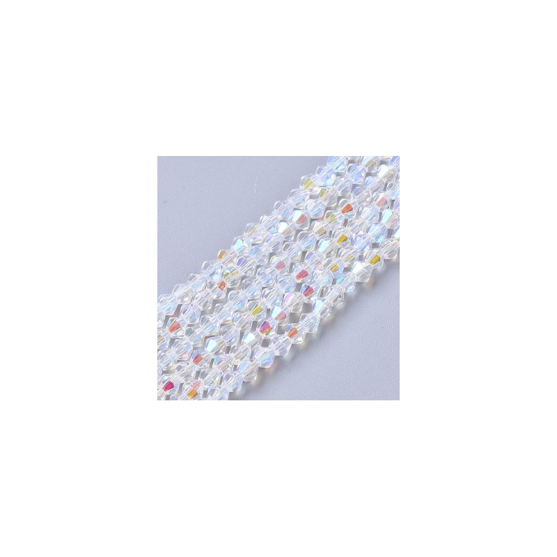 100 τεμ, 3x3 χλστ, Πολύπλευρο Δίκωνο Κρύσταλλο, Χάντρα, Διαφανές ΑΒ