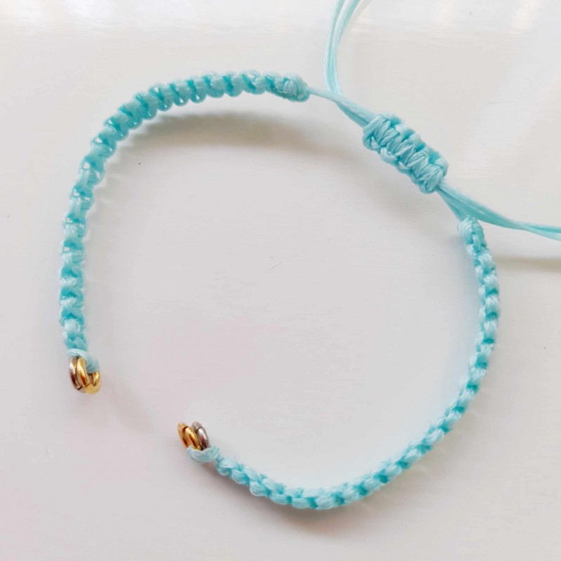 1 τεμ, 13 εκ. μήκος, 5 χλστ πάχος, Μακραμέ Βραχιόλι με Κρίκους, Τυρκουάζ