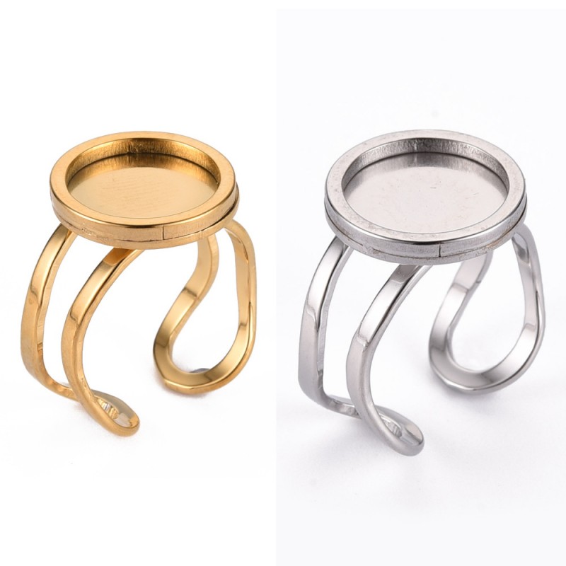 1 τεμ, 16 χλστ καστόνι, 304 Ανοξείδωτο Ατσάλι, Ρυθμιζόμενο Δαχτυλίδι με Καστόνι, Χρυσό και Ατσαλιού