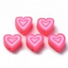 10 τεμ, 11 χλστ, Χάντρες απο Πολυμερικό Πηλό, Καρδιά, Ροζ