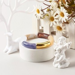 1 τεμ, 10 χλστ πάχος, Βραχιόλη απο Ακρυλικούς Κυρτούς Σωλήνες, Απομίμησης Πολύτιμων Λίθων, Επιλογή