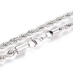 50 εκατ, 5.8 χλστ πάχος, 304 Ανοξείδωτο Ατσάλι, Στριφτή Αλυσίδα Λαιμού, Κολιέ, Ατσαλιού