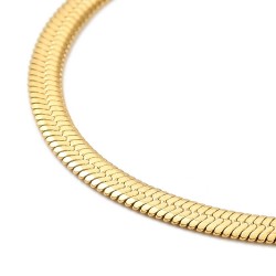 40 εκατ, 5 χλστ πλάτος, PVC 201 Ανοξ. Ατσάλι, Φιδίσια Αλυσίδα Πλακέ Λαιμού (STF-5WD40-GS)