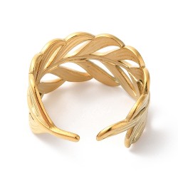 1 τεμ, 11 χλστ πλάτος, 304 Ανοξείδωτο Ατσάλι, Ρυθμιζόμενο Δαχτυλίδι Φύλλο, Χρυσό