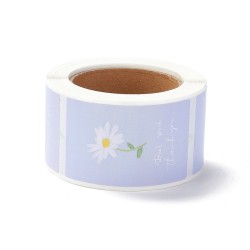 250 αυτοκ/τα, 6x3.4 εκατ, Χάρτινα Αυτοκόλλητα με Λουλούδι και Κείμενο "Best Wish Thank You", Ορθογώνια, Μωβ