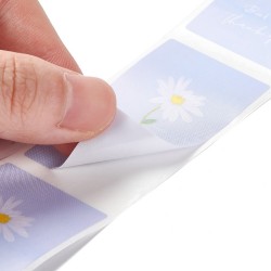 250 αυτοκ/τα, 6x3.4 εκατ, Χάρτινα Αυτοκόλλητα με Λουλούδι και Κείμενο "Best Wish Thank You", Ορθογώνια, Μωβ