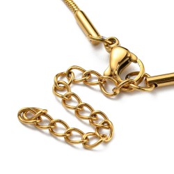 17 εκατ, 2 χλστ πάχος, 304 Ανοξείδωτο Ατσάλι, Φιδίσια Αλυσίδα Βραχιόλι με Οβαλ Στοιχεία, Χρυσή