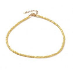 37 εκ, 4 χλστ πλάτος Χάντρα, Κολίε απο Γυάλινες Χάντρες Σπόρος με Στοιχεία απο 304 Ανοξείδωτο Ατσάλι, Επιλογή Χρώματος