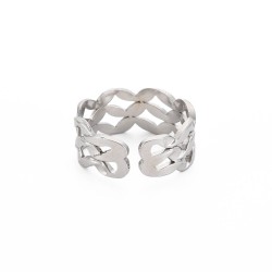 1 τεμ, 8 χλστ πλάτος, 304 Ανοξείδωτο Ατσάλι, Ρυθμιζόμενο Δαχτυλίδι με Σχέδιο Αλυσίδα, Ατσαλιού