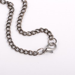 Trendy Κολιέ με Ακρυλικές Χάντρες και Αλυσίδα απο Κράμα, 73 εκατ. μακρύ, Μαύρο