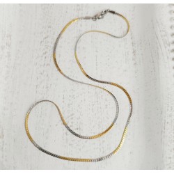 48 εκατ, 2 χλστ πάχος, 304 Ανοξείδωτο Ατσάλι, Δίχρωμη Αλυσίδα Λαιμού Πλακέ, Κολιέ, Χρυσό και Ατσάλι