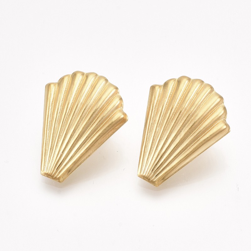 1 ζευγ, 26x20 χλστ, 304 Ανοξείδωτο Ατσάλι, Καρφωτό Σκουλαρίκι με Σύνδεσμο, Κοχύλι, Αχιβάδα (STS-26M-G)