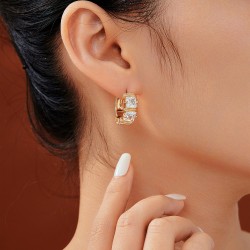 1 ζευγ, 18x8 χλστ, Επίχρυσο Σκουλαρίκι Κρίκος με Κρύστάλλα απο Ζιρκόν (SNB-18SP-G)