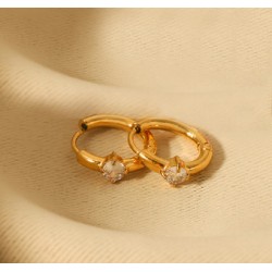 1 ζευγ, 16x5 χλστ, 304 Ανοξείδωτο Ατσάλι, Σκουλαρίκι Κρίκος με Ζιρκόν Ρόμβος (SNR-16ZD-G)