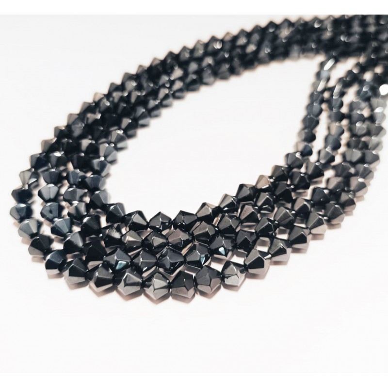 60 τεμ, 8 χλστ, Γυάλινες Χάντρες Διπλού Κώνου (GLF-12x8AV-BL)