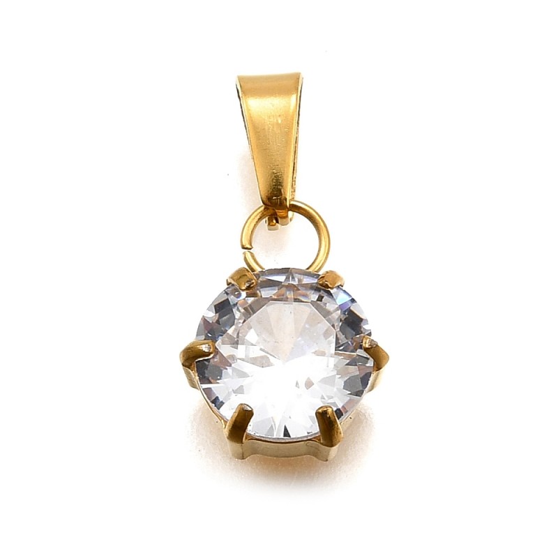 1 τεμ, 12x9 χλστ, Vacuum 304 Ανοξείδωτο Ατσάλι, Πολύγωνο με Ζιρκον, Κρεμαστό (SFH-12M-G)