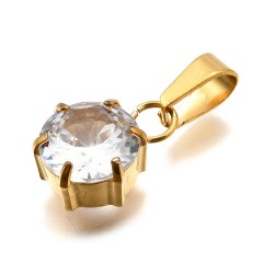 1 τεμ, 12x9 χλστ, Vacuum 304 Ανοξείδωτο Ατσάλι, Πολύγωνο με Ζιρκον, Κρεμαστό (SFH-12M-G)