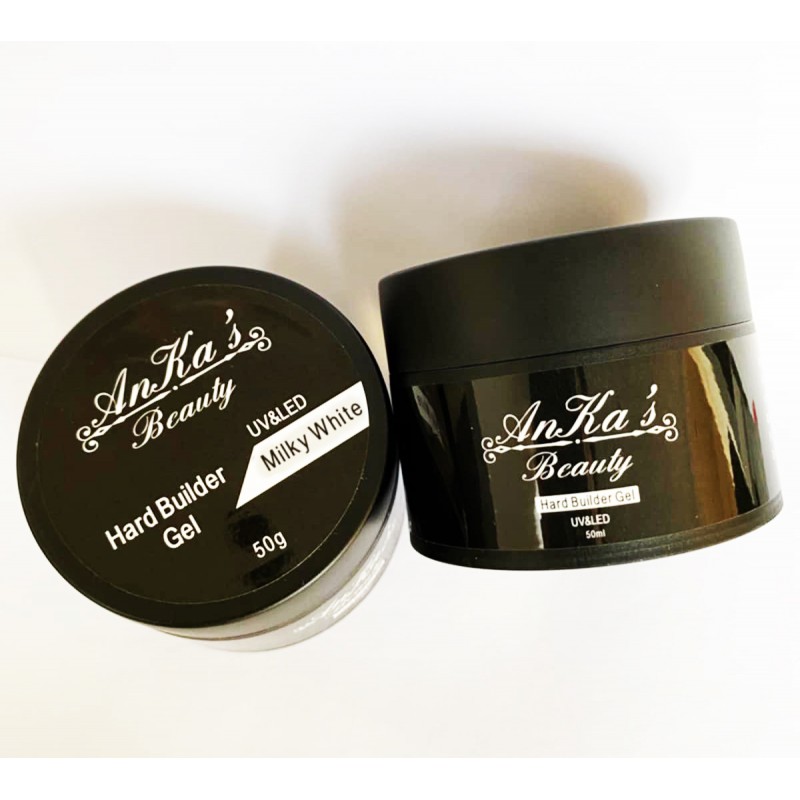 50 ml, Επαγγελματικό Σκληρό Gel Χτυσίματος και Επέκτασης, Milky White, Νύχια (HGB-50ml-MW)