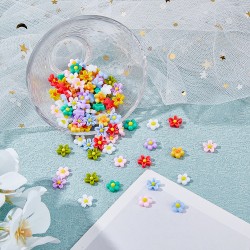 20 τεμ, 7~8x3.5 χλστ, Καμπουσόν Ρητίνης για DIY Τεχνητά Νύχια, Λουλούδι, Μικτό Χρώμα (NLC-8M-MC)