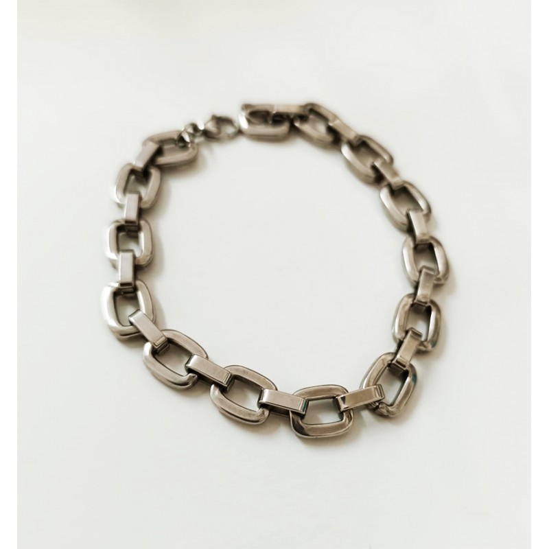 21 εκατ, 10x6 χλστ, 304 Ανοξείδωτος Ατσάλι, Αλυσίδα Χεριού, Βραχιόλι, Τετράγωνο (STR-10MV-SS)