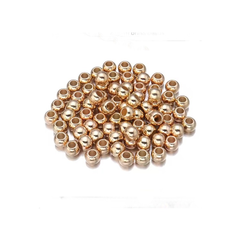 20 τεμ, 14 χλστ, Ακρυλικές Χάντρες, Στρογγυλές, Μεγάλη Τρύπα, Χρυσό