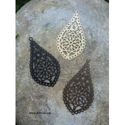 2 τεμ, 65x35x1 χλστ, Μεταλλικό Φιλιγκράν, Σχήμα Δάκρυ, Χρυσό Αντίκας (FIL-65M-AG)