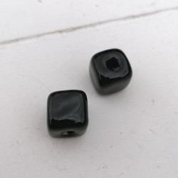 5 τεμ, 8.5 χλστ, Πορσελάνη, Χάντρα, Κύβος, Μαύρο (PLC-8.5MM-BL)