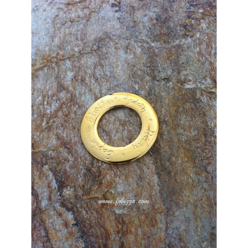 1 τεμ, 38 χλστ, Γούρι από Ορείχαλκο, Πλατύς Κρίκος με Κείμενο "Τύχη, Πίστη, Ελπίδα, Αγάπη", Χρυσό