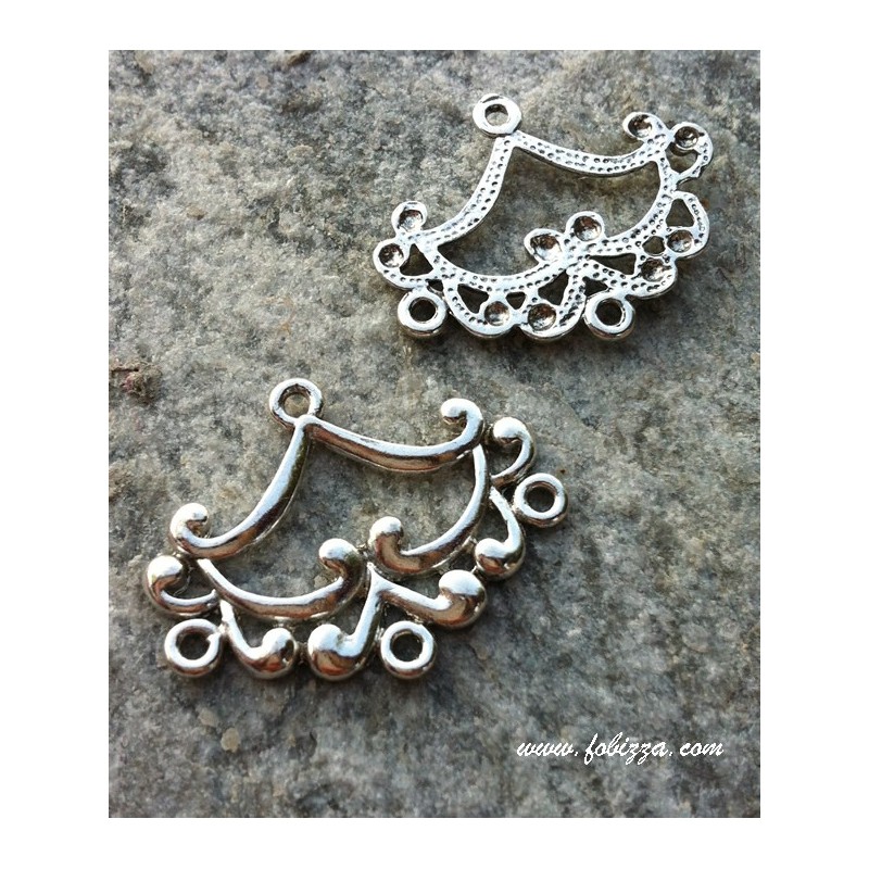 2 τεμ, 31x26 χλστ, Μεταλλικό, Πολυέλαιος με 4  Συνδέσμους, Ασημί Αντίκας