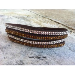 Σουετ Τσόκερ ή Διπλό Βραχιόλι με Κρύσταλλα,  40 εκατ. μήκος σε Μαύρο, Καφέ και Γκρί