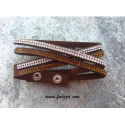 Σουετ Τσόκερ ή Διπλό Βραχιόλι με Κρύσταλλα,  40 εκατ. μήκος σε Μαύρο, Καφέ και Γκρί