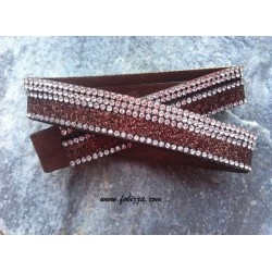 Σουετ Τσόκερ ή Διπλό Βραχιόλι με Κρύσταλλα,  40 εκατ. μήκος σε Μαύρο, Καφέ και Γκρί