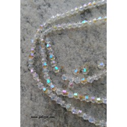 100 τεμ, 3 χλστ, Πολύπλευρη Διάφανη Δίκωνη Γυάλινες Χάντρες, Διαφανές ΑΒ