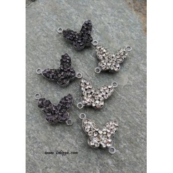 1 τεμ, 25 χλστ, Πετάλουδες απο Ορείχαλκο, 2 Συνδρέσμους, με 2 όψεις Κρύσταλλα σε Μαύρο και Διαφανές, Ασημί και Χρυσό