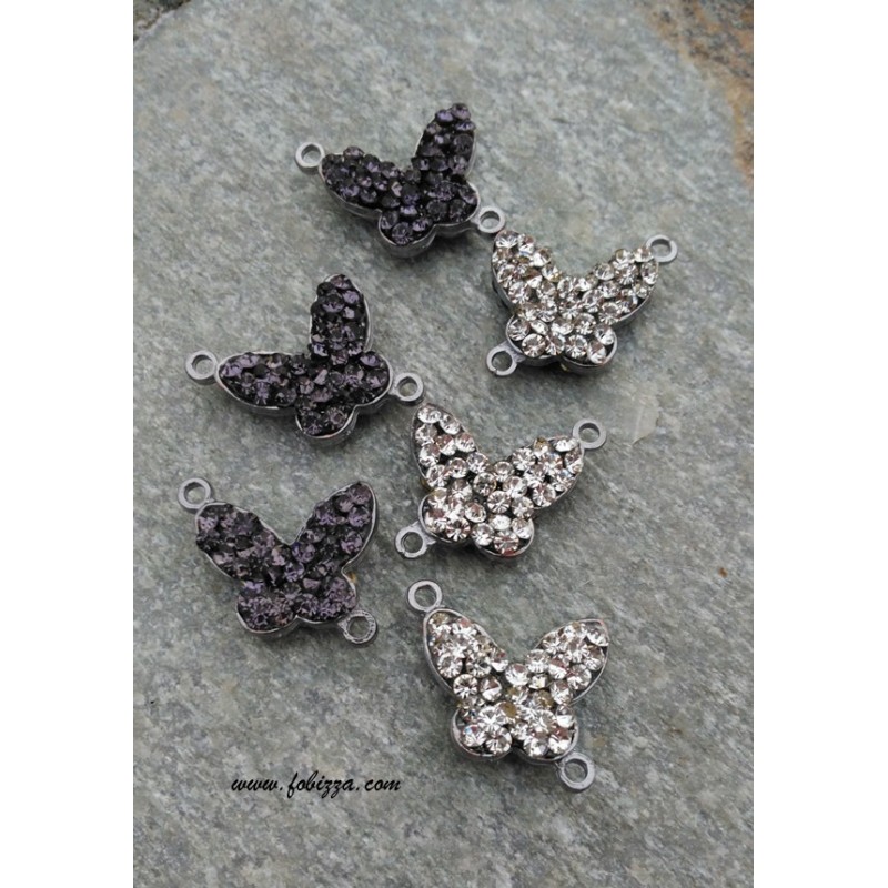 1 τεμ, 25 χλστ, Πετάλουδες απο Ορείχαλκο, 2 Συνδρέσμους, με 2 όψεις Κρύσταλλα σε Μαύρο και Διαφανές, Ασημί και Χρυσό