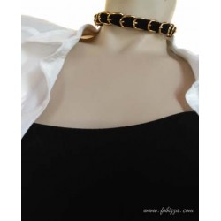 2 τσοκερ, 31 εκατ, Τσόκερ απο Βελούδινη Κορδέλα και Μεταλλικά Στοιχεία, Μαύρο