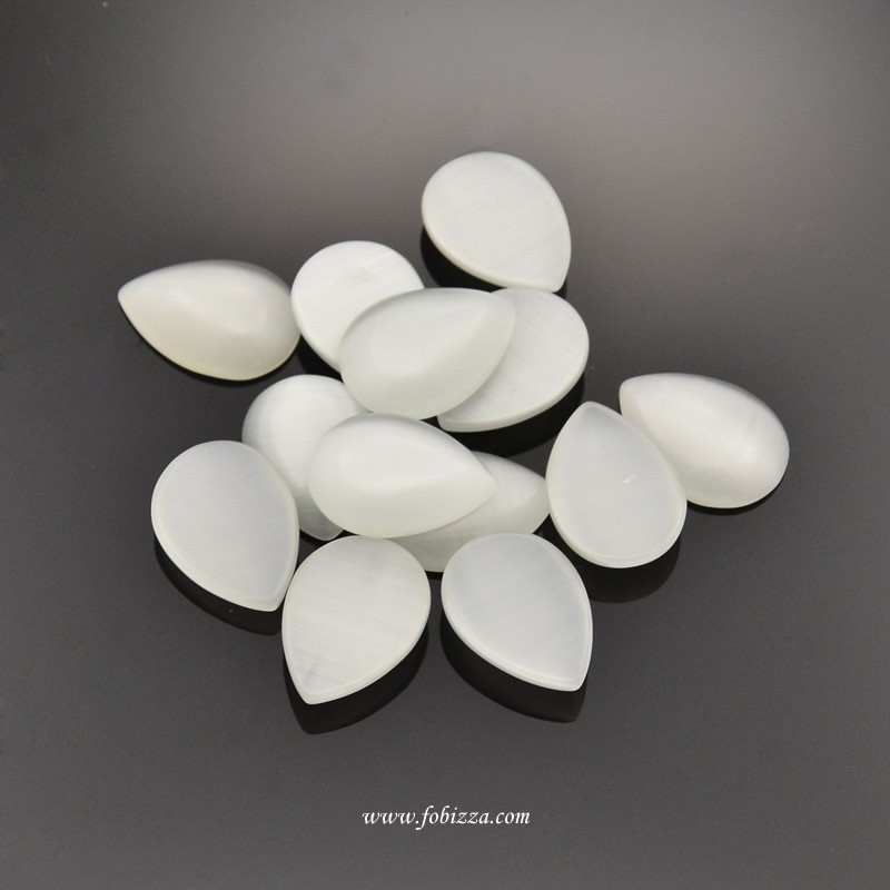 1 τεμ, 25 χλστ, Μάτι της Γάτας Καμπουσόν, Δάκρυ, Flat στο πίσω μέρος. Διαφανές Άσπρο