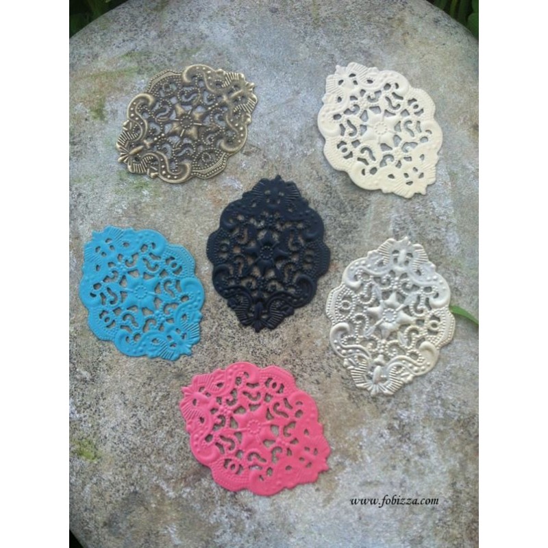 2 τεμ, 65x35x1 χλστ, Τρύπα: 6mm, Σίδερο Φιλιγκράν, Μεγάλο Μέγεθος, Μαύρο