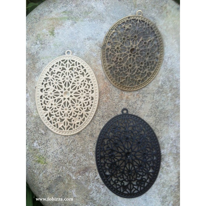 2 τεμ, 65x35x1 χλστ, Τρύπα: 6mm, Σίδερο Φιλιγκράν, Μεγάλο Μέγεθος, Μαύρο