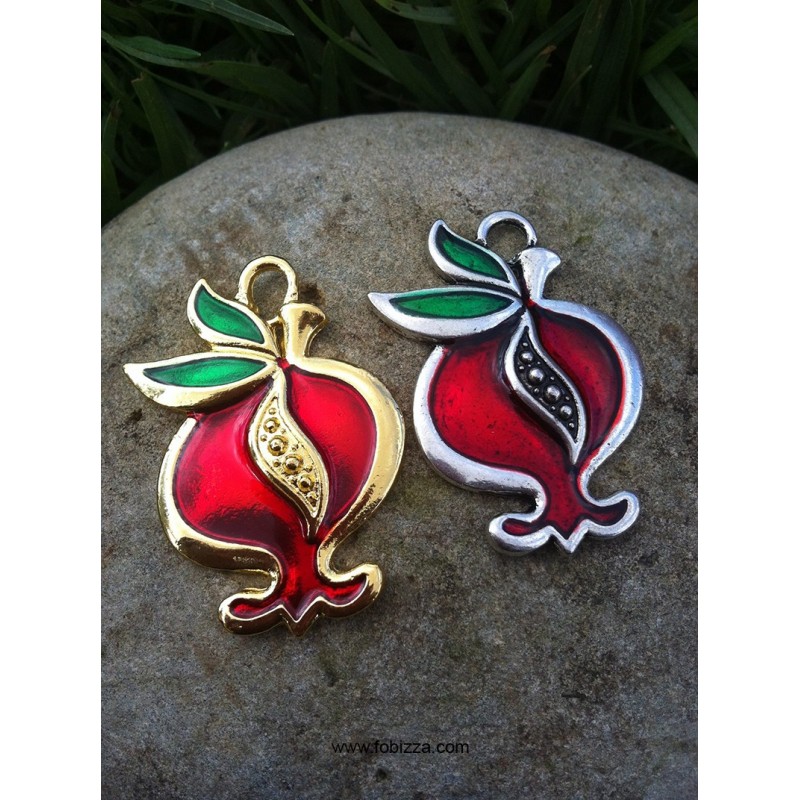 1 τεμ, Χριστουγεννιάτικο Γούρι, Ρόδι, Πολύχρωμο σε Χρυσό και Ασήμι