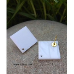 2 τεμ, 20 χλστ, Σκουλαρίκια απο Plexiglass, 1 Τρύπα, Γεωμετρικά Σχήματα, Κύκλος, Ρόμβος, Τρίγωνο, σε Ασπρο