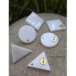 2 τεμ, 20 χλστ, Σκουλαρίκια απο Plexiglass, 1 Τρύπα, Γεωμετρικά Σχήματα, Κύκλος, Ρόμβος, Τρίγωνο, σε Ασπρο