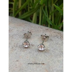 2 τεμ, 5 χλστ, Σκουλαρίκια από Ανοξείδωτο Ατσάλι και Κρυσταλλάκι  C920, Ασήμι