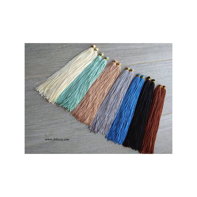 1 τεμ, 18 εκατ, Μεταξωτή Μακριά Φούντα με Χρυσά Στοιχεια σε Μπεζ, Μπλε, Μαυρο, Καφε, Ιβουαρ, Γκρι, Πράσινο, και Βεραμάν