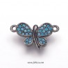 1 τεμ, 16 χλστ, Ανοξείδωτο Ατσάλι με Τυρκουάζ Ζιρκόν, Πεταλούδα, 2 σύνδεσμους σε Μαύρο