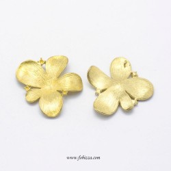 1 τεμ, 28x29x3.5mm, Λουλούδι σε χρυσό Ελ. Απο Νικέλιο και Κάδμιο